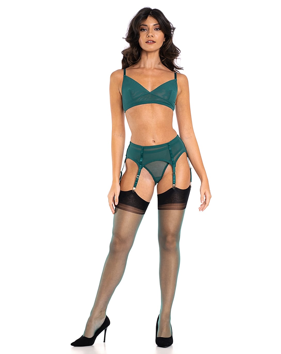 Jade Glamour Limited Edition – Reinforced Heel And Toe Full Contrast Stockings - Image 2