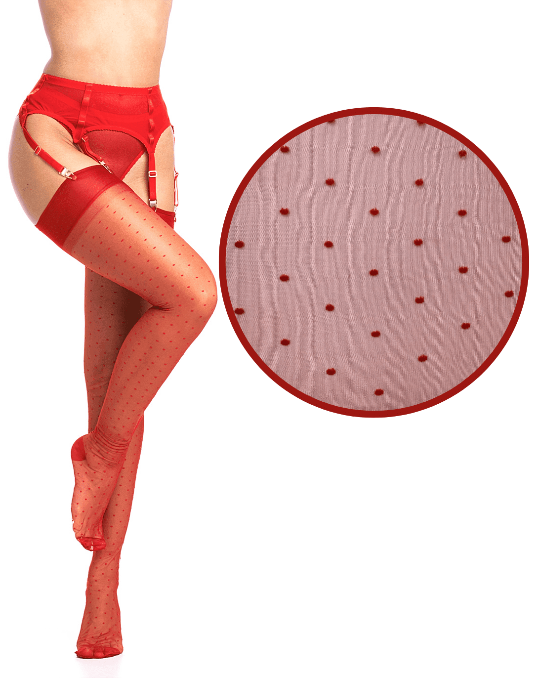 Ruby Rouge Limited Edition - Dixieland Polka Dot Red Stockings
