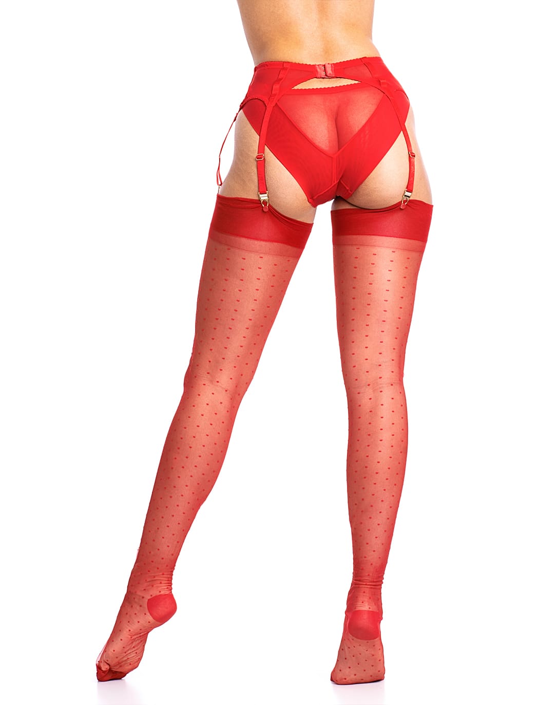 Ruby Rouge Limited Edition - Dixieland Polka Dot Red Stockings - Image 3