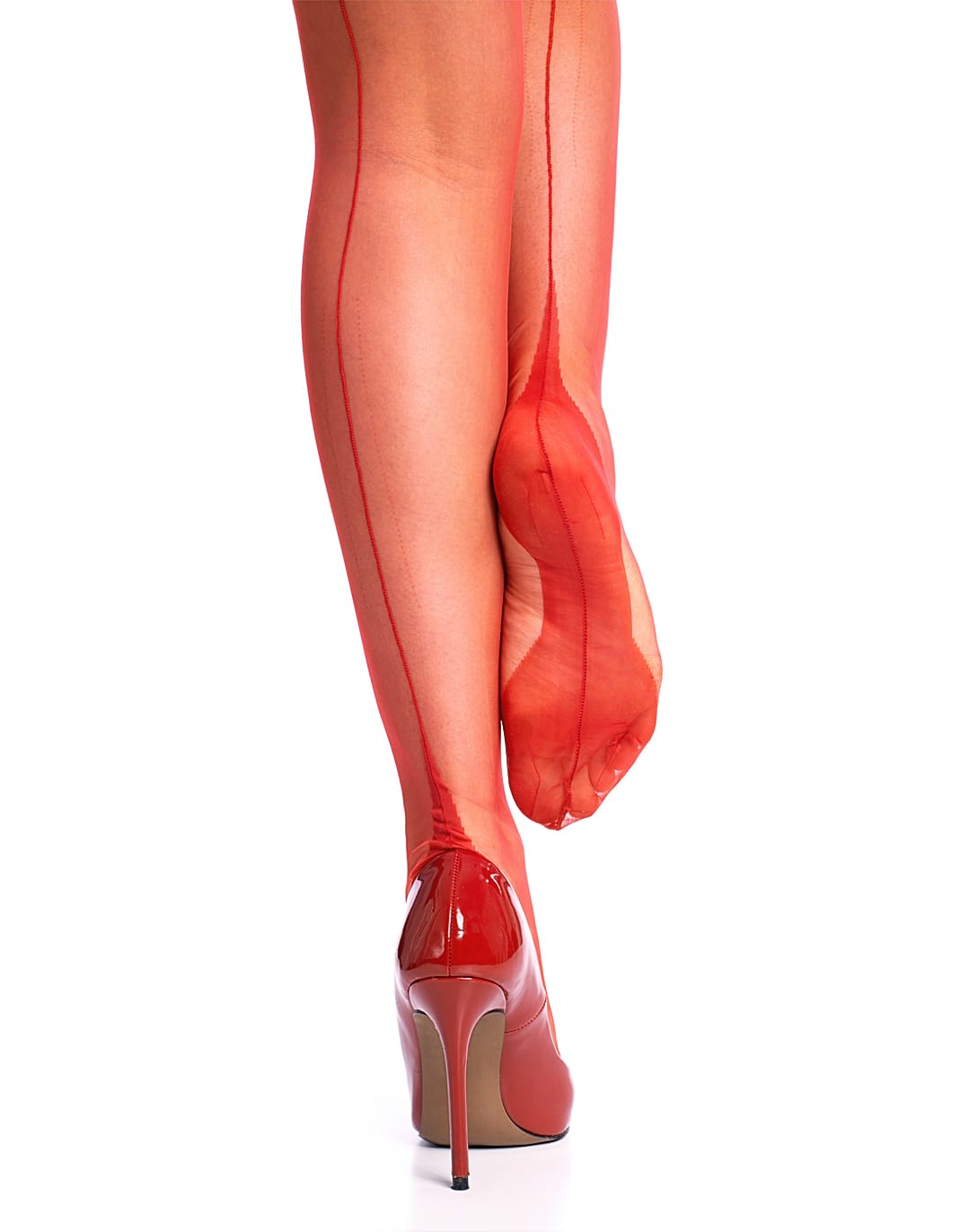 Ruby Rouge Limited Edition – Fully Fashioned Point Heel Red Stockings - Image 2