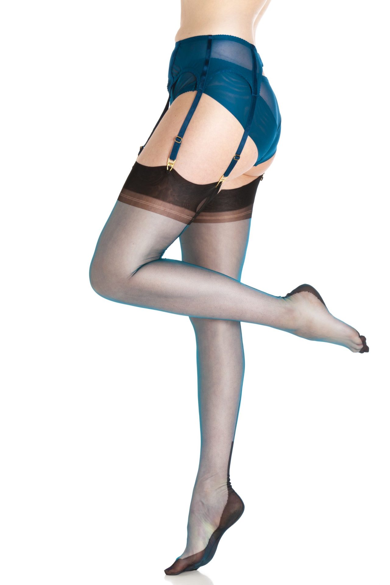 Teal Tease - Full Contrast Charleston Stockings