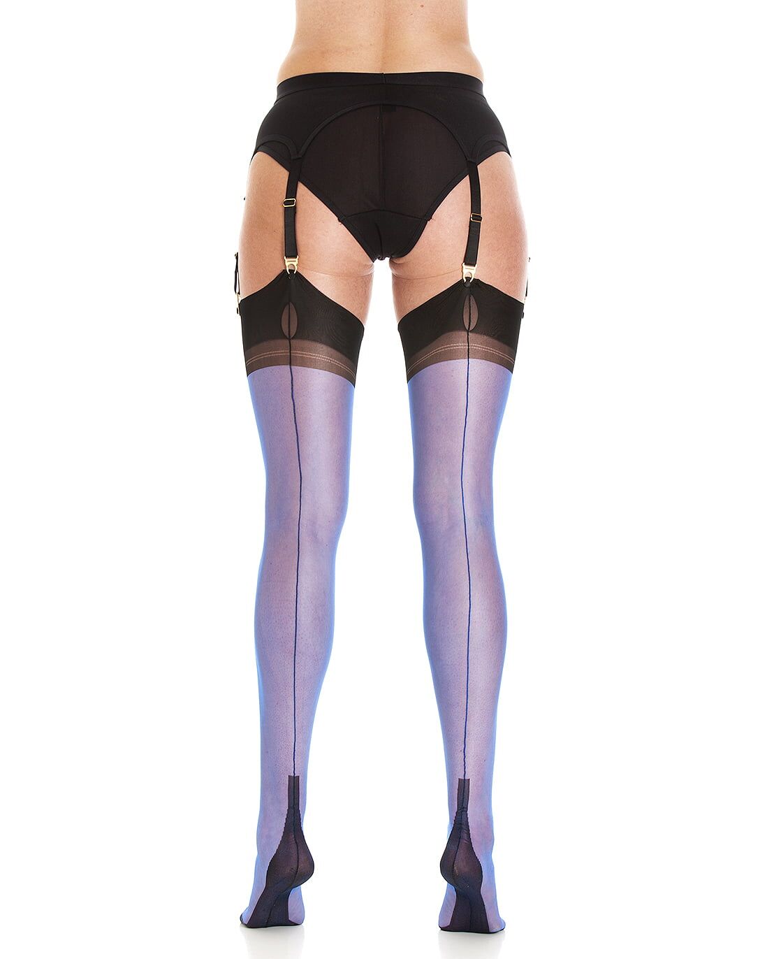 Sapphire Seduction Limited Edition – Fully Fashioned Full Contrast Cuban Heel Stockings