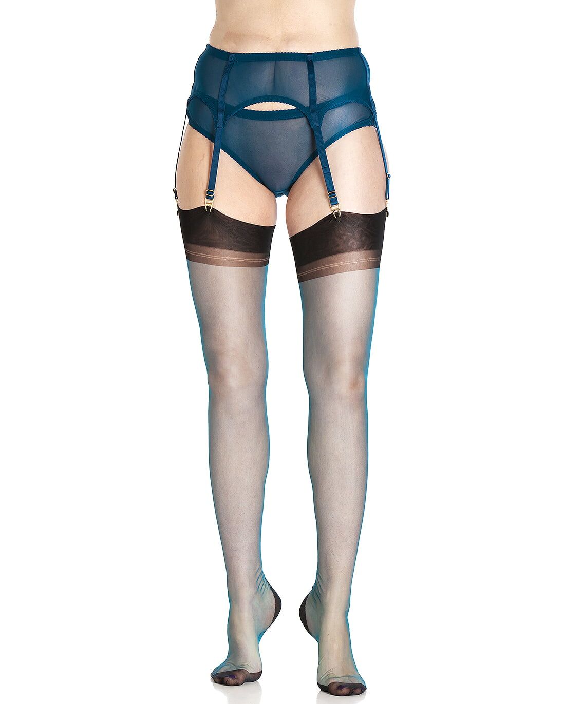 Teal Tease - Full Contrast Charleston Stockings