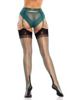 Jade Glamour Limited Edition – Fully Fashioned Atlanta Heel Stockings - Full Contrast - Image 2