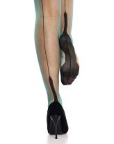 Jade Glamour Limited Edition – Fully Fashioned Atlanta Heel Stockings - Full Contrast - Image 3