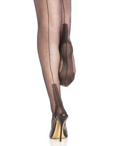 Black fully fashioned Atlanta Heel Stockings